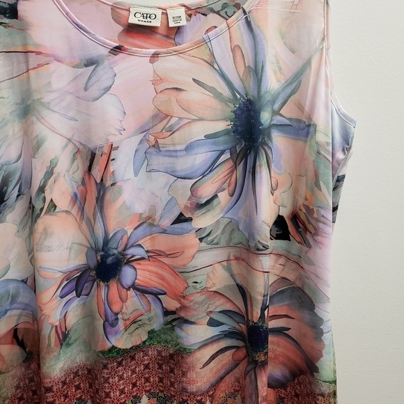 Cato Floral Watercolor Tank Top Womens Size 18/20W - Picture 3 of 6
